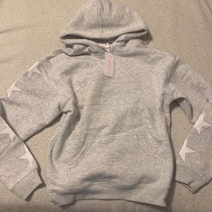 Starfit gray sweatshirt stars on sleeve
